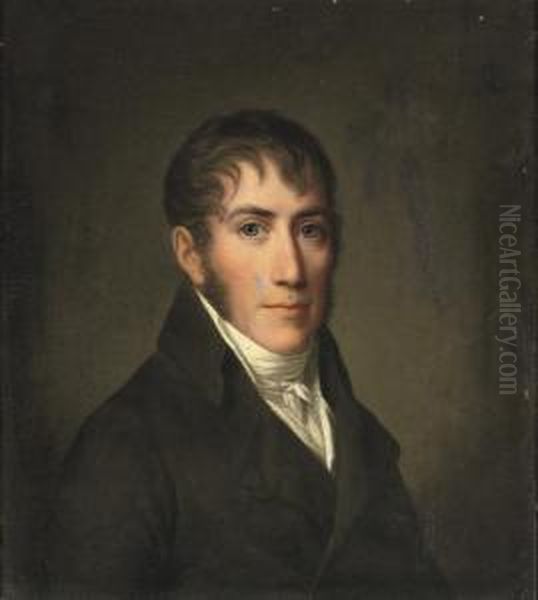 Portrait Of A Gentleman, Bust-length, In A Black Costume With Awhite Chemise - view 1