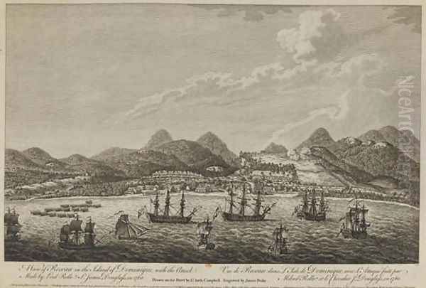 View of Roseau in the Island of Dominique, with the 1760 attack made by Lord Rollo and Sir James Douglas 1761 (2) - view 1