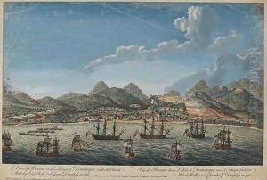 View of Roseau in the Island of Dominique, with the 1760 attack made by Lord Rollo and Sir James Douglas 1761 by Archibald Campbell