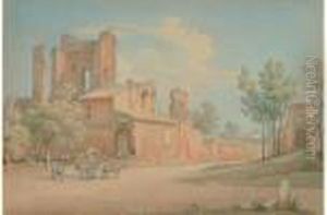 Vue Du Trophee De Marius Pres De La Porte Majeure, Rome, Le 10 Mars 1846 by Jacques Henri Juillerat
