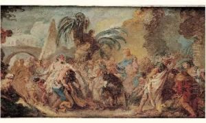 L'entree Du Christ A Jerusalem by Simon Julien De Parme