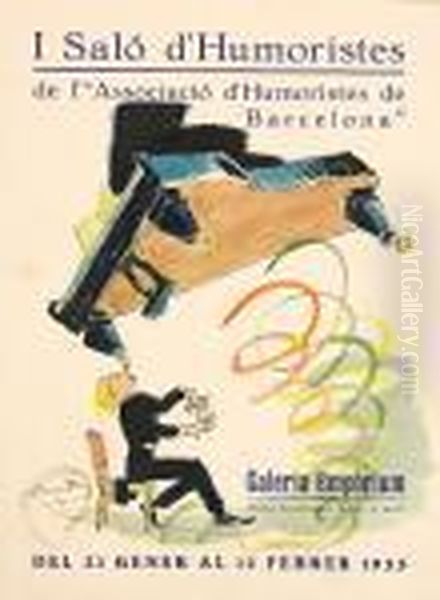 Un Pianista. Dibujado Sobre El
Cartel Del I Salo D'humoristes, Realizado En Barcelona En 1933. Firmado - view 1