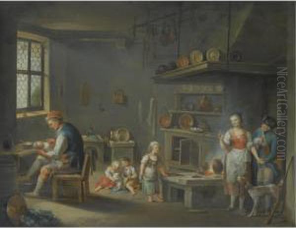A Kitchen Interior With A Peasant And A Huntsmen - view 1