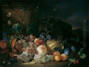 Fruchtestilleben. Signiert Und
Datiert Oben Links: Juncker F. 1763. Ol Auf Leinwand. H 51; B 68 Cm.
Provenienz: Galerie F.a.c. Prestel, Frankfurt/main. Juncker Schuf
Stilleben, Die Sich An Den Werken J.d. De Heems Und J. Van Huysums
Orientierten. by Justus Juncker