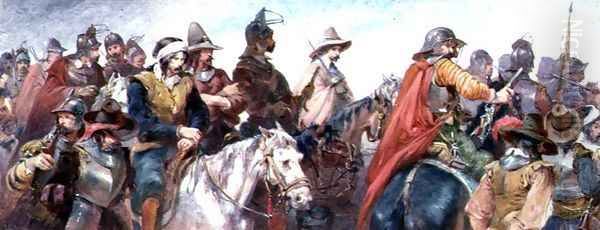Cavalry escorting prisoners - view 1