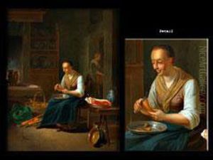 Junge Frau Bei Der Kuchenarbeit by Justus Juncker