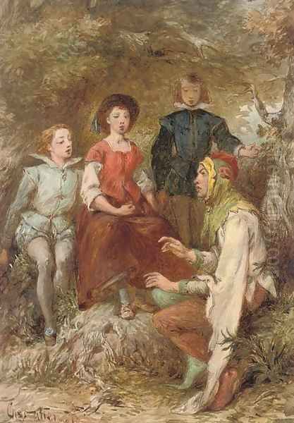 A court jester with a captive audience - view 1