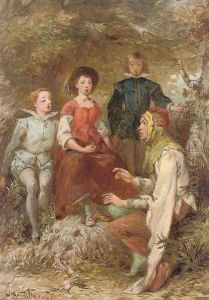 A court jester with a captive audience by Charles Cattermole