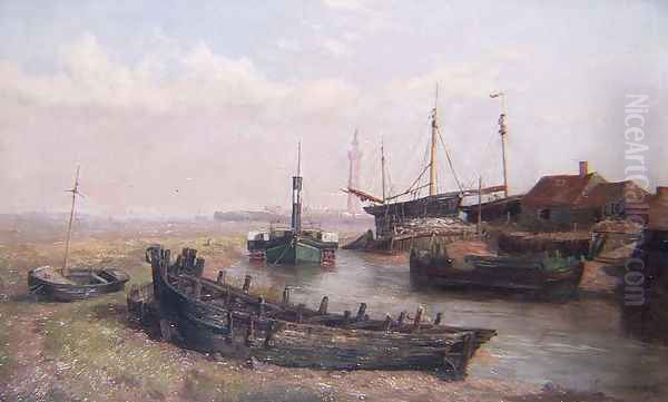 The Mouth of the River Freshney, near Grimsby, Lincolnshire, 1874 - view 1