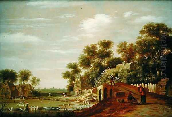 Village Scene with Travellers Resting - view 1