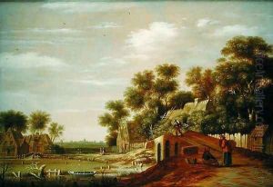 Village Scene with Travellers Resting