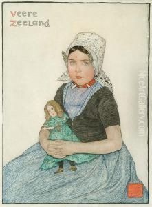 Portrait Of A Girl With A Doll by Nico Jungmann