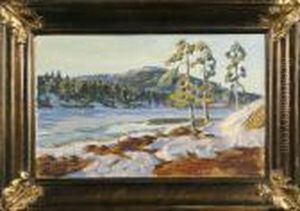 Vinterlandskap, Signerad Och Daterad Erik Juselius 1929 by Erik Juselius