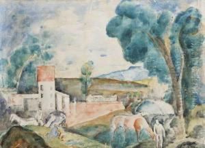 A Landscape With Figures by Alfred Justitz