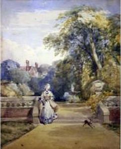 Lady By Garden Steps by Henry Jutsum