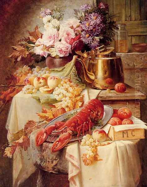 Still Life With A Lobster And Assorted Fruit And Flowers - view 1