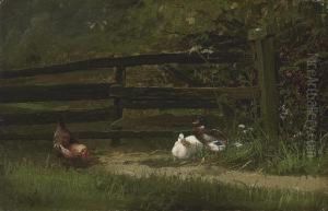 Chickens And Ducks On The Farm by Carl Jutz