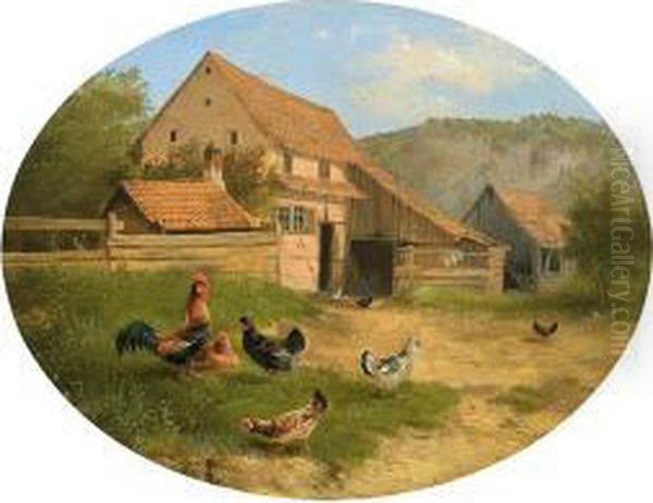 Huhnerhof Und Malerisches Gehoft An Einem Sommertag - view 1
