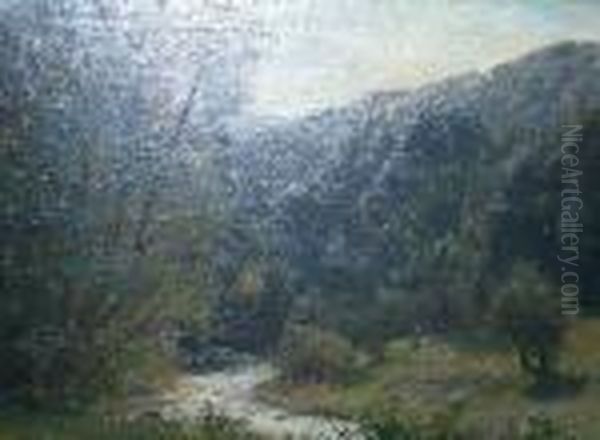 Berglandschaft Mit Bachlauf. Im
Vordergrund Bauerin. Unten Links Signiert Und Datiert C. Jutz 03 - view 1