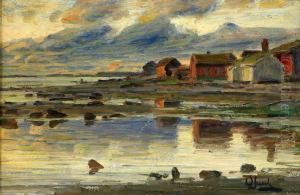 Fiskebodar I Solnedgang by Ole Juul