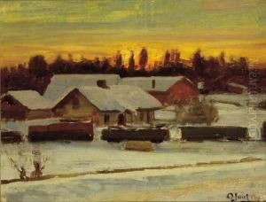 Gard I Vinterlandskap by Ole Juul