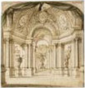 A Set Design Showing The Colonnades Of A Temple A Set Design Showing The Colonnades Of A Temple