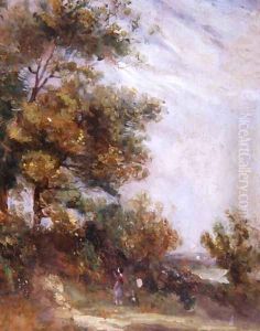 Landscape with Trees and Figures by Thomas Churchyard