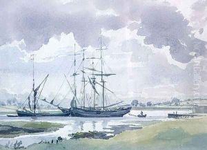Shipping at Anchor, Woodbridge, Suffolk by Thomas Churchyard