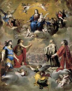 Virgin and Child in Glory with Saints 1655 by Giovanni Battista Carlone