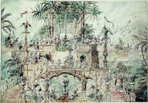 Set design for 'Aladdin', 1824 by Pierre Luc Charles Ciceri