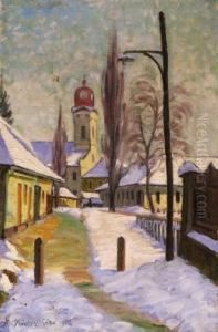 Winter Street With A Church