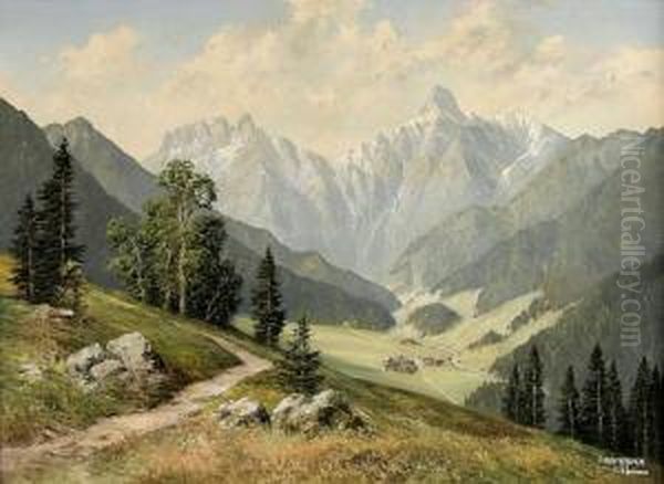 Blick Auf Spielmannsau An Der Trettach Mit Trettachspitze Im Massiv Der Madelegabel - view 1