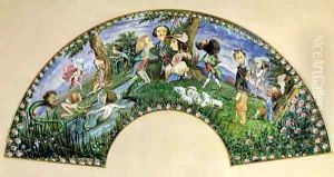 Fan depicting George Sand (1804-76) and her friends in 1838 Fan depicting George Sand (1804-76) and her friends in 1838