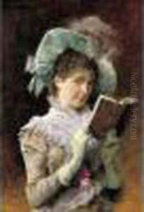 Jeune Elegante Tenant Un Livre Ouvert. by Frederick Hendrik Kaemmerer