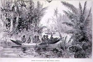 River Navigation in Equatorial Africa, page 199 from 'Explorations & Adventures in Equatorial Africa', pub. 1861 by P.B. du Chaillu