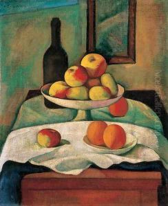 Still life with Apples and Oranges 1910s by Dezso Czigany