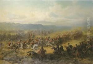 Battle Of Balaklawa At The Sapoune Heights On The Crim (25th Of October 1854) by Friedrich Kaiser
