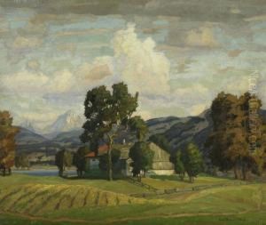 Summerly Landscape With Alps In The Background by Richard Kaiser