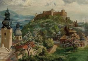 Salzburg-blick Vom Monchsberg Auf Festung Und Altstadt