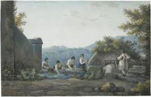 Washerwomen At A Fountain Near Tivoli by Franz Keiserman