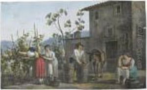 Peasants Harvesting Grapes, Near Tivoli by Franz Keiserman