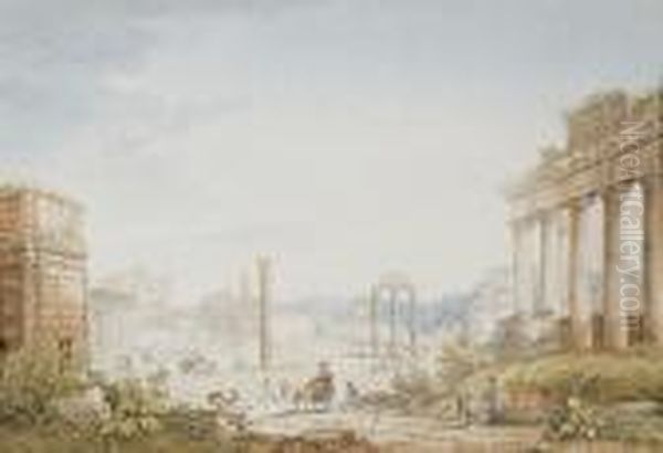 Vue Du Forum Romain Avec L'arc
De Septime Severe A Gauche, Letemple De Saturne A Droite Et Le Colisee A
L'arriere-plan - view 1