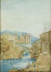 Vue Du Temple De La Sybille A Tivoli. by Franz Keiserman