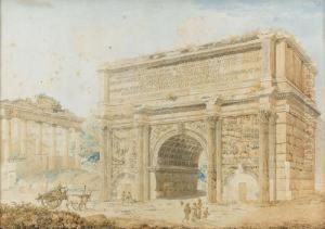 Vue De L'arc De Triumphe A Septimus Severus A Rome. by Franz Keiserman