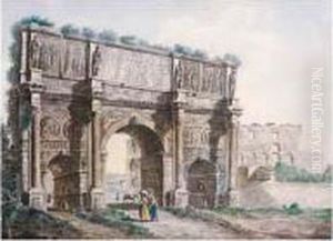 Rome, A View Of The Arch Of Constantine by Franz Keiserman