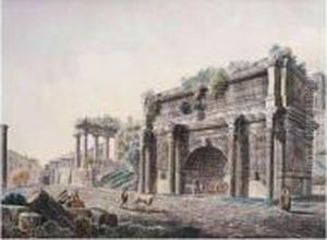 Rome, A View Of The Forum, With The Arch Of Septimus Severus