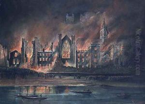 Fire at the Houses of Parliament, 16th October 1834 by P.T. Cameron