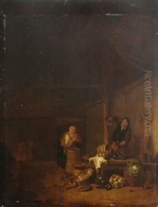Bauerliches Interieur Mit Einer
Frau Am Butterfass by Willem Kalf