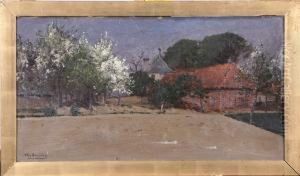 Gardsmiljo, Signerad A. Kallenberg 1881 by Anders Kallenberg