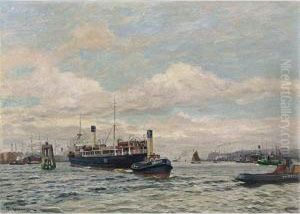 'dampfer Mit Schlepper' (the Harbour Of Hamburg) by Friedrich Kallmorgen